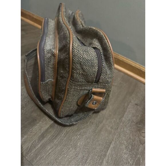 Vintage Pierre Cardin Brown Tweed Carry-On Shoulder Bag Strap Weekend Travel - Picture 5 of 15